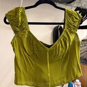 Wild Fable Olive Green Ruched Crop Top